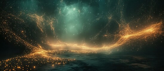 Celestial Dust: A Dreamlike Landscape of Golden Particles