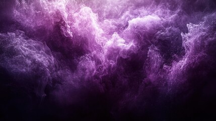 Abstract purple and pink smoke clouds on black background.