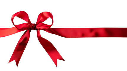 Holiday wreath with a bright red ribbon, isolated on white background 