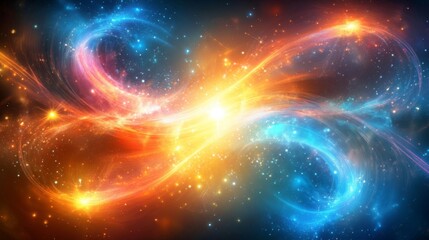 Fototapeta premium Celestial Swirls Of Orange And Blue Cosmic Energy