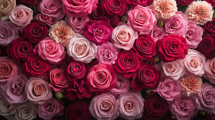 Fototapeta premium Red and pink roses, Valentine's Day background