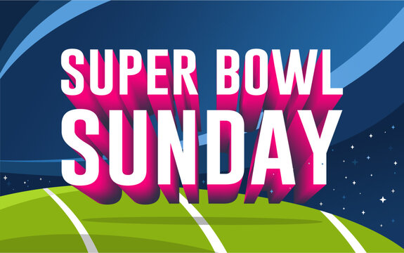 Super Bowl Sunday text banner with extrude effect. Happy Super Bowl Sunday. Best for banners, posters, cards, and social posts. vector illustration