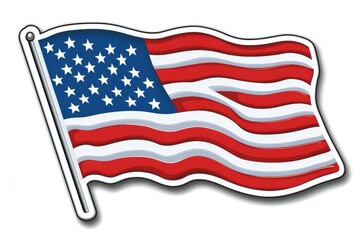 Obraz premium Patriotic Badge: American Flag Emblem on Metallic Surface with Bold Red, White, and Blue Colors