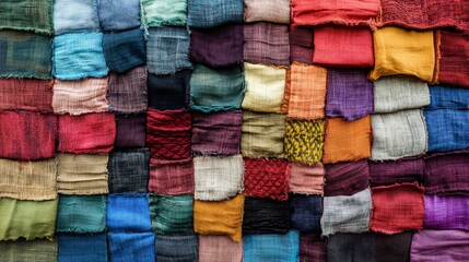 Colorful Patchwork Textile Background, Handcrafted Fabric Texture