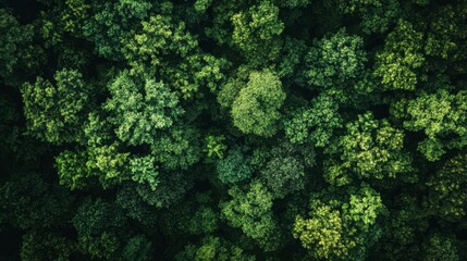 Fototapeta premium Aerial View Lush Green Forest Canopy Summer