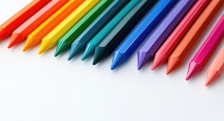 Fototapeta premium Vibrant Collection of Educational Essentials Arranged on a Crisp White Canvas