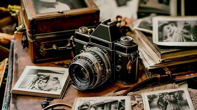 a camera  and  old photos