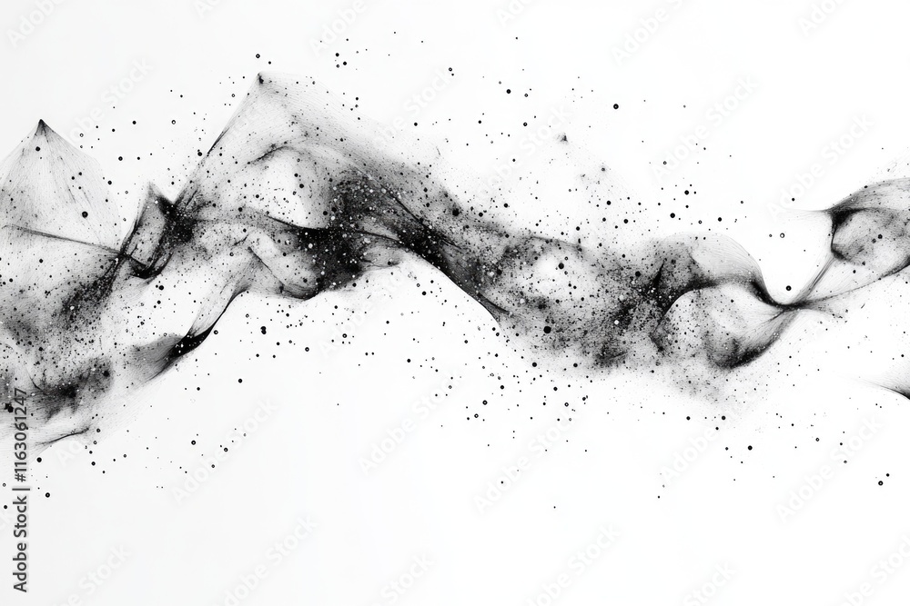 Poster futuristic stream of wave particles in a modern design on a clean white background