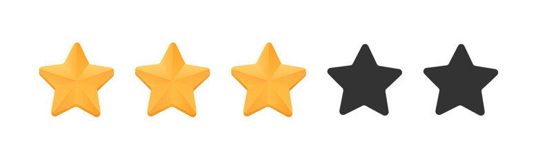 Golen stars for ranking services and accommodations. Reviewing stars design. Vector illustration SVG transparent file.