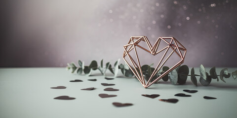 Rose Gold Geometric Heart Eucalyptus Hearts Romantic Decor