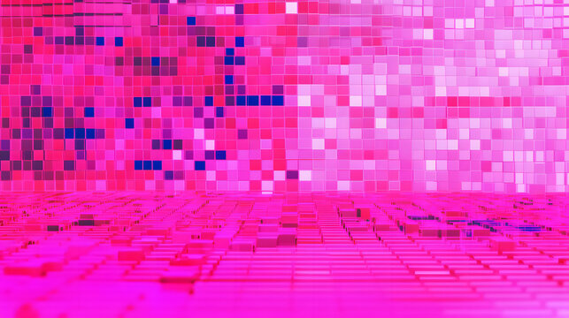 Abstract pixel retro 8bit neon pink rgb video game glitch noise texture, square tiles animated retro video game pixelated background, seamless looped vj pattern psychedelic 80s, 90s, 2000s texture - Powered by Adobe