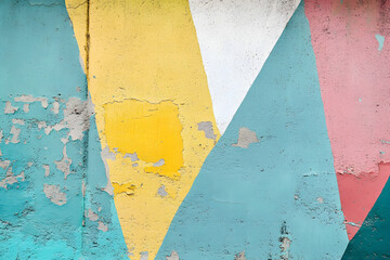 Naklejka premium Closeup of colorful urban wall texture. Modern pattern for wallpaper design. Creative modern urban city background for advertising mockups. Minimal geometric style, solid colors