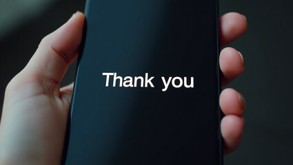 Minimalist digital thank-you message on a smartphone screen