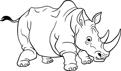  rhinoceros image cartoon illustration isolated on white background