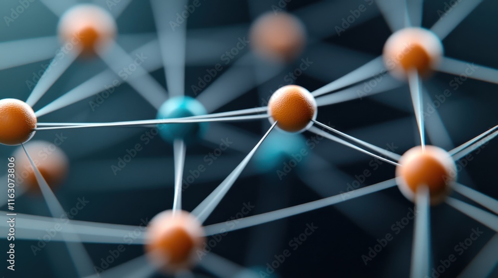 Poster Abstract Close-Up of Molecular Structures with Colorful Atoms and Connecting Bonds, Representing Scientific Concepts in Chemistry and Physics for Educational and Visual Purposes