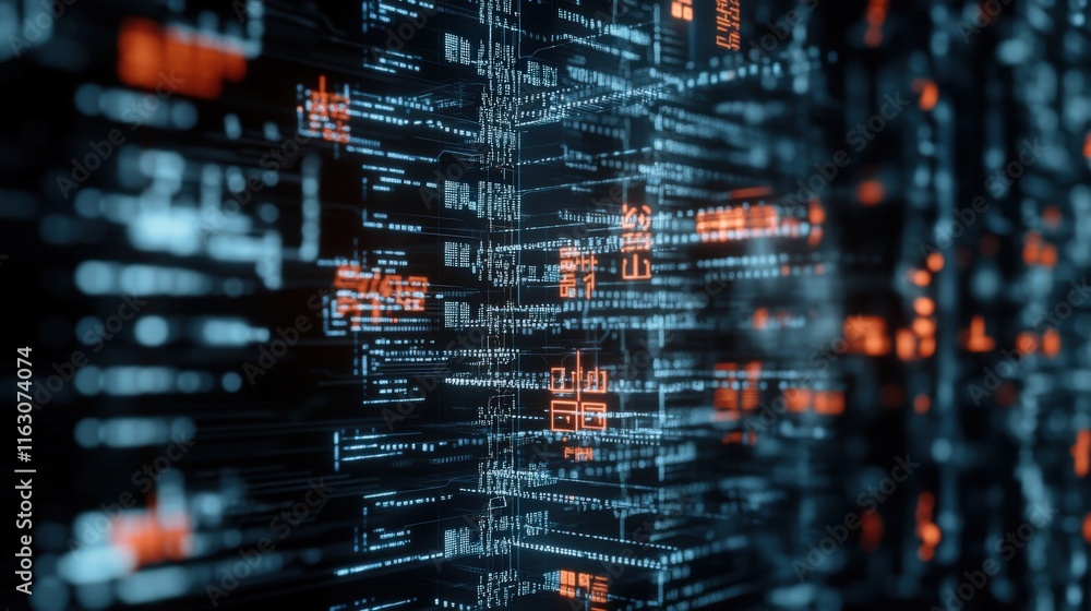 Leinwandbilder abstract digital background with glowing lines and data streams, representing technology, communicat