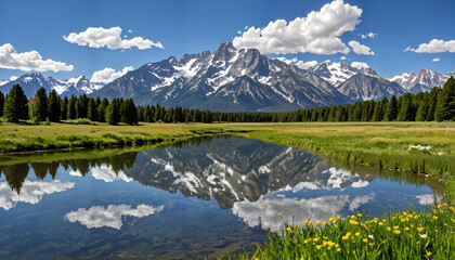 Reflets majestueux des montagnes enneig&eacute;es