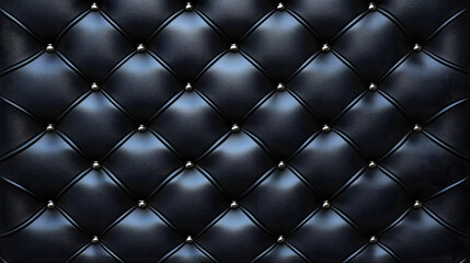 Textura Sofisticada de Cuero Negro con Detalles Acolchados y Botones  