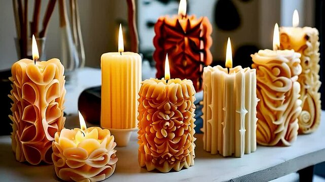 These candles  are made from paper, and they are designed to look like a variety of candles
