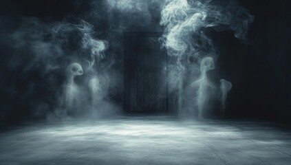 Fototapeta premium Eerie Spectral Figures in a Smoky Room