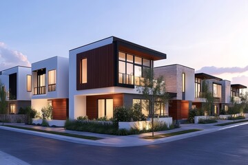 Luxury townhouse and villa community  modern row houses for real estate investment opportunities