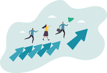 Fototapeta premium Sustainable growth, long term success or growing business with winning strategy, improvement or steps to team success, productivity.business concept.flat character.