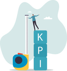 KPI, key performance indicator measurement to evaluate success or meet target, metric or data to review and improve business.business concept.flat character.