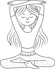 Girl in yoga position vector