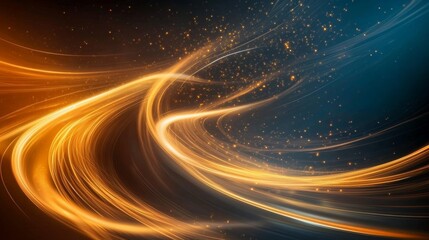 Obraz premium Ethereal abstract composition of golden and bronze light trails with dreamy bokeh effects