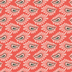 Seamless vector pattern print wallpaper background with paisley ornament ethnic art decor design	
