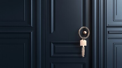 Fototapeta premium Gold key on dark door.