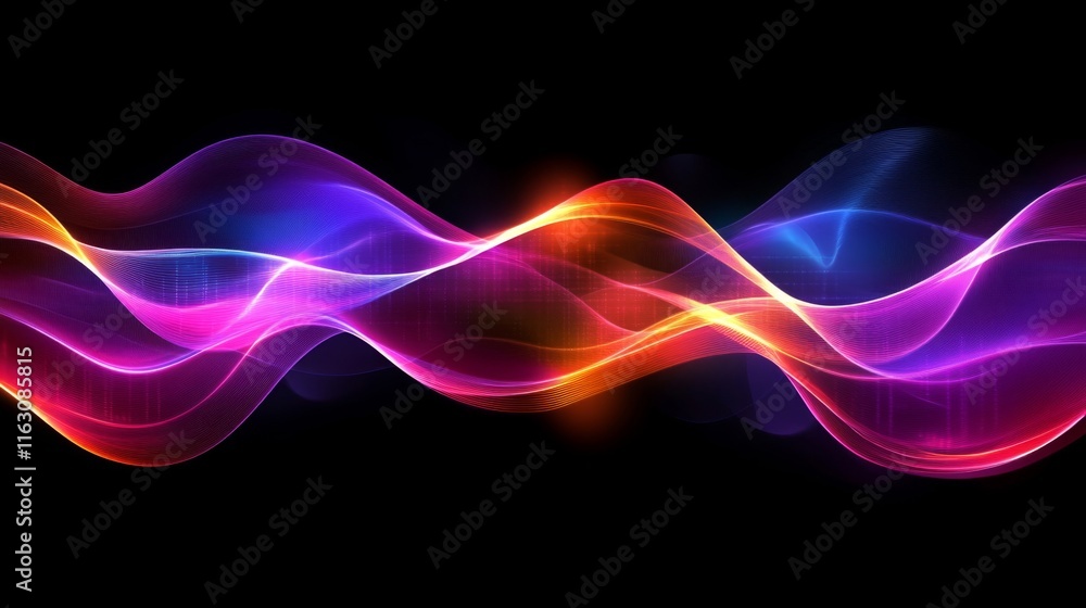 Poster abstract colorful waves flowing dynamically through space