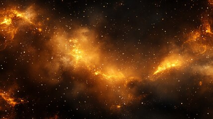 Obraz premium Golden Nebula Cosmic Dust And Starscape