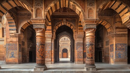 Obraz premium Ornate archway and columns in ancient building.