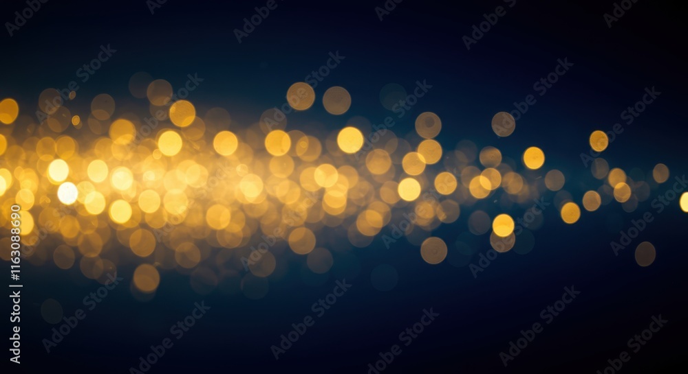 Poster golden bokeh lights on dark background creating a magical and elegant glow