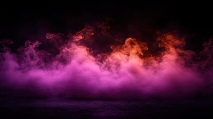 Pink and orange smoke on dark background.