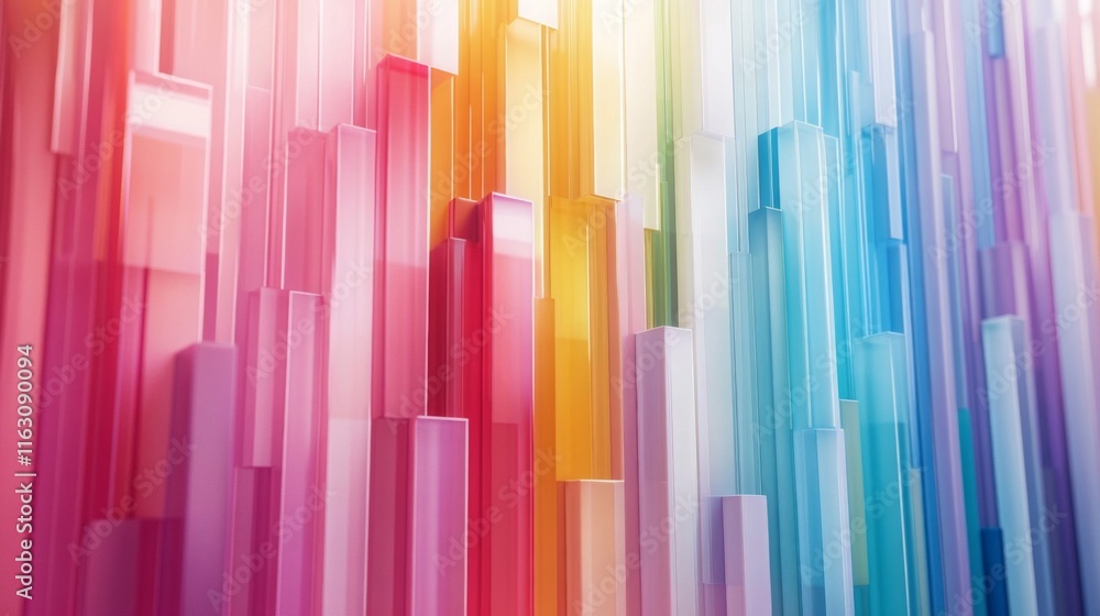 Poster abstract colorful rectangular prism wall display
