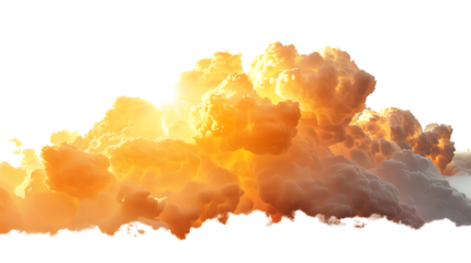 Picturesque sunset clouds glowing, isolated on white background 