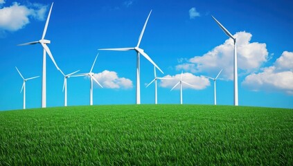 Eco-Friendly Energy: Wind Turbines on a Lush Green Field