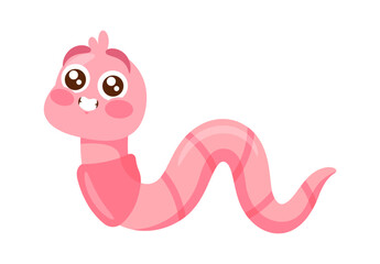 Scared funny rainworm crawling away