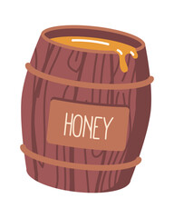 Wooden barrel of honey vector illustration
