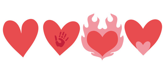 set of hearts, discount, saint valentines day vector isolated