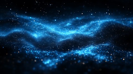 Fototapeta premium Abstract Blue Particle Wave Background Image