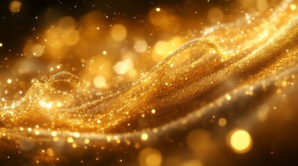Golden Glitter Wave Abstract Background