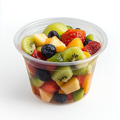 Salada de frutas frescas em pote transparente
