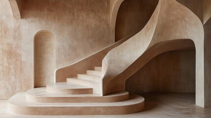 Naklejka premium Modern Curved Staircase Interior Architectural Design