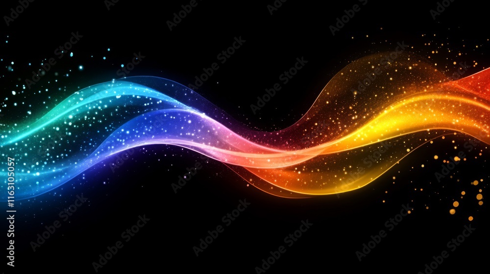Poster abstract colorful waves with sparkling lights