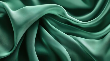 Fototapeta premium A close-up of flowing green fabric showcasing texture and sheen.