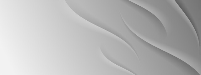 3D white geometric abstract background overlap layer on bright space with waves decoration. Minimalist modern graphic design element cutout style concept for banner.