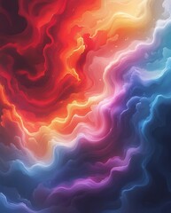 Obraz premium Abstract digital artwork featuring a vibrant and cosmic blend of fiery reds, deep blues, and radiant purples, creating an ethereal and dynamic scene with swirling patterns and captivating color transi